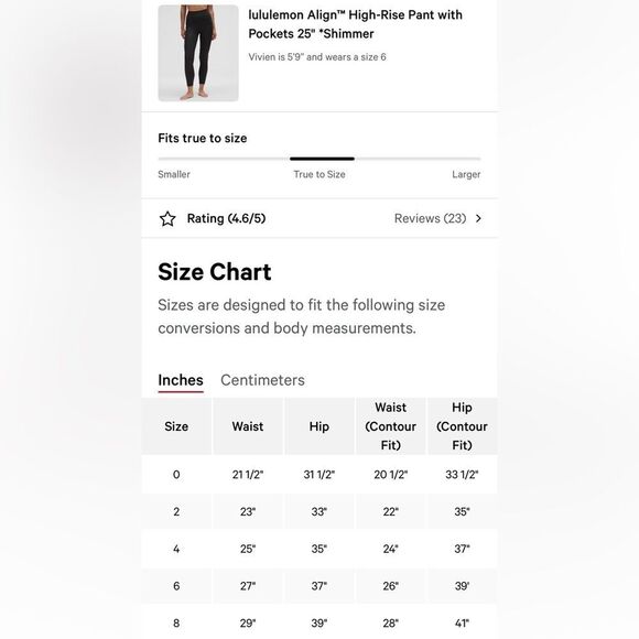 Lululemon Align High-Rise Pant Pockets‎ 25" Shimmer Luxe Shine Black size 0 NWT - Picture 8 of 8